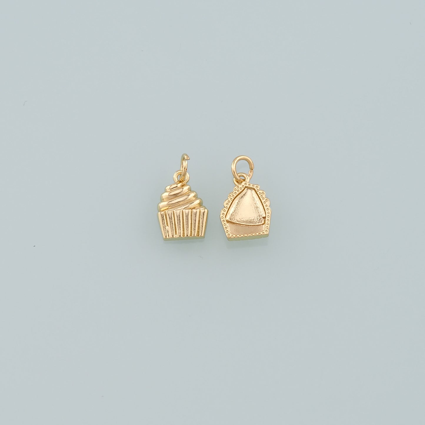 Gold Dessert Charms,18K Gold Filled Cake Pendant,Cake Charm Bracelet Necklace for DIY Jewelry Making Supply