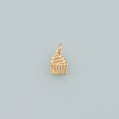 Gold Dessert Charms,18K Gold Filled Cake Pendant,Cake Charm Bracelet Necklace for DIY Jewelry Making Supply