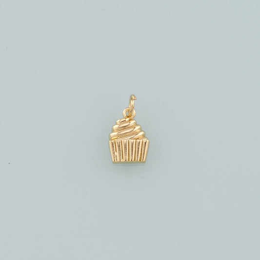 Gold Dessert Charms,18K Gold Filled Cake Pendant,Cake Charm Bracelet Necklace for DIY Jewelry Making Supply