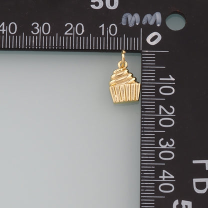 Gold Dessert Charms,18K Gold Filled Cake Pendant,Cake Charm Bracelet Necklace for DIY Jewelry Making Supply