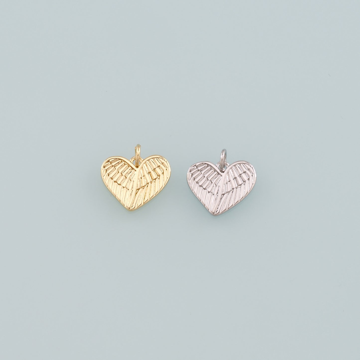Gold Wing Charms,18K Gold Filled Heart Pendant,Heart Charm Bracelet Necklace for DIY Jewelry Making Supply