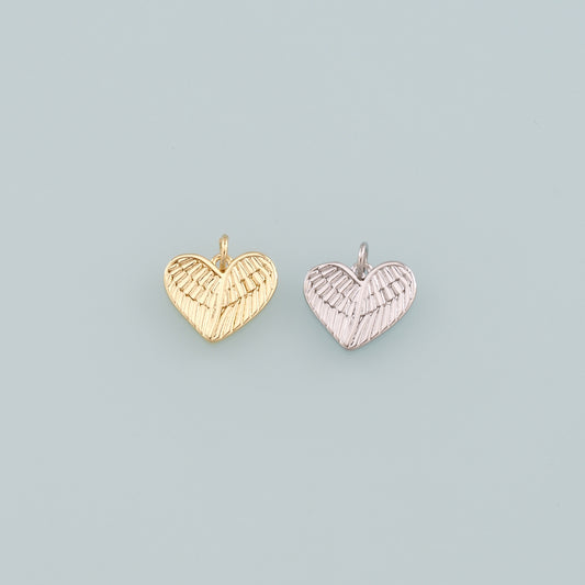Gold Wing Charms,18K Gold Filled Heart Pendant,Heart Charm Bracelet Necklace for DIY Jewelry Making Supply