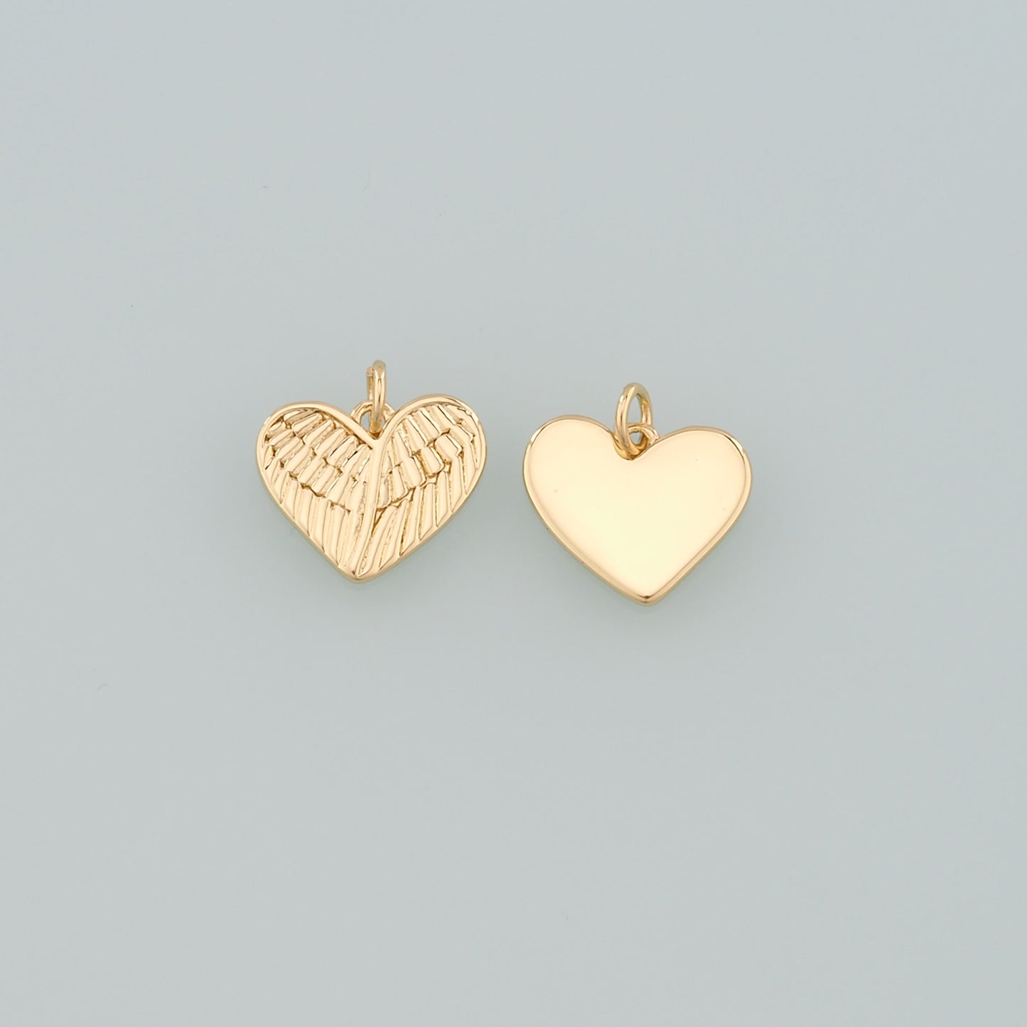 Gold Wing Charms,18K Gold Filled Heart Pendant,Heart Charm Bracelet Necklace for DIY Jewelry Making Supply
