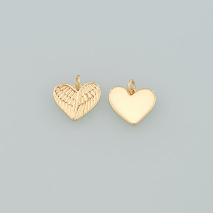 Gold Wing Charms,18K Gold Filled Heart Pendant,Heart Charm Bracelet Necklace for DIY Jewelry Making Supply