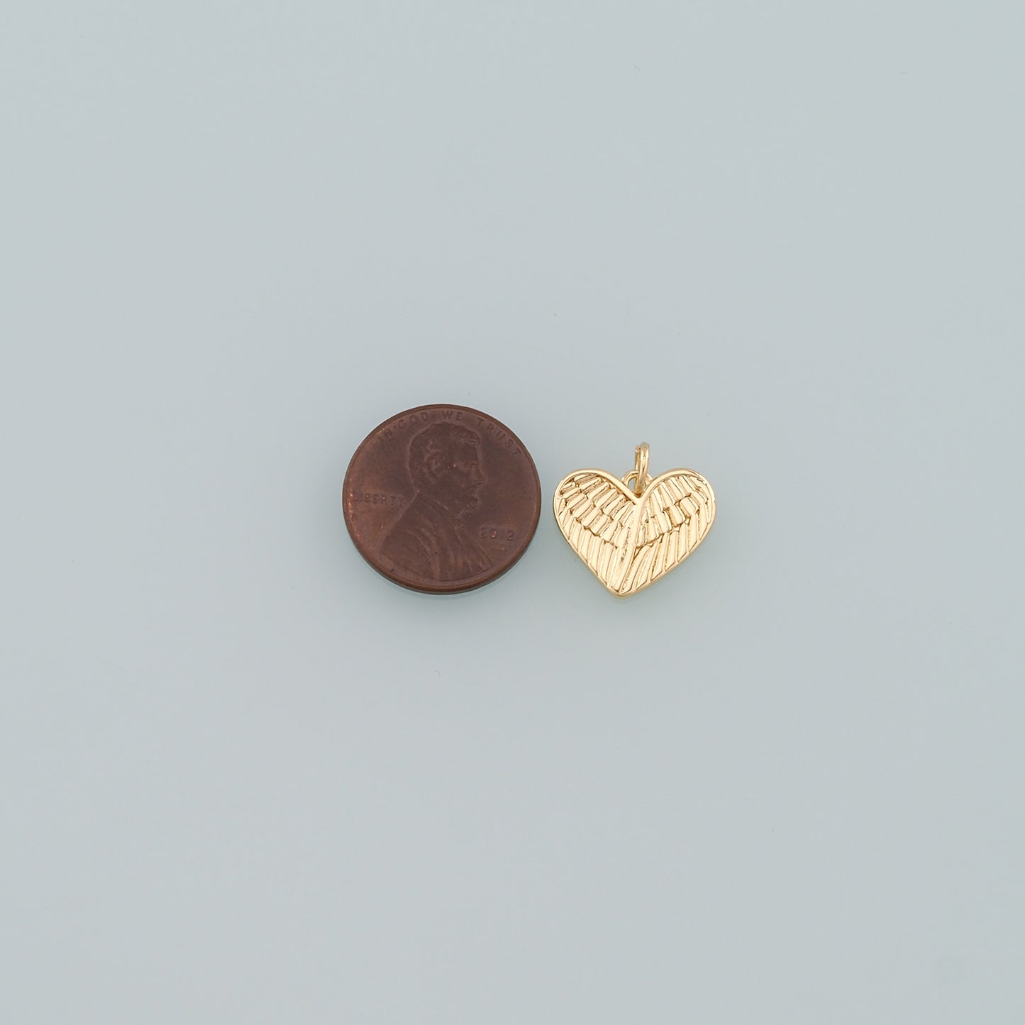 Gold Wing Charms,18K Gold Filled Heart Pendant,Heart Charm Bracelet Necklace for DIY Jewelry Making Supply