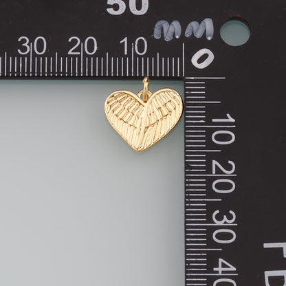 Gold Wing Charms,18K Gold Filled Heart Pendant,Heart Charm Bracelet Necklace for DIY Jewelry Making Supply