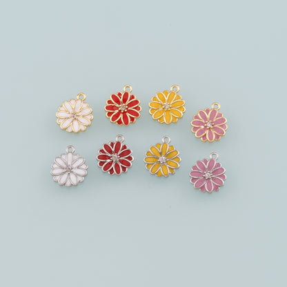 Gold Daisy Charms,18K Gold Filled Daisy Pendant,Enamel Daisy Charm Bracelet Necklace for DIY Jewelry Making Supply