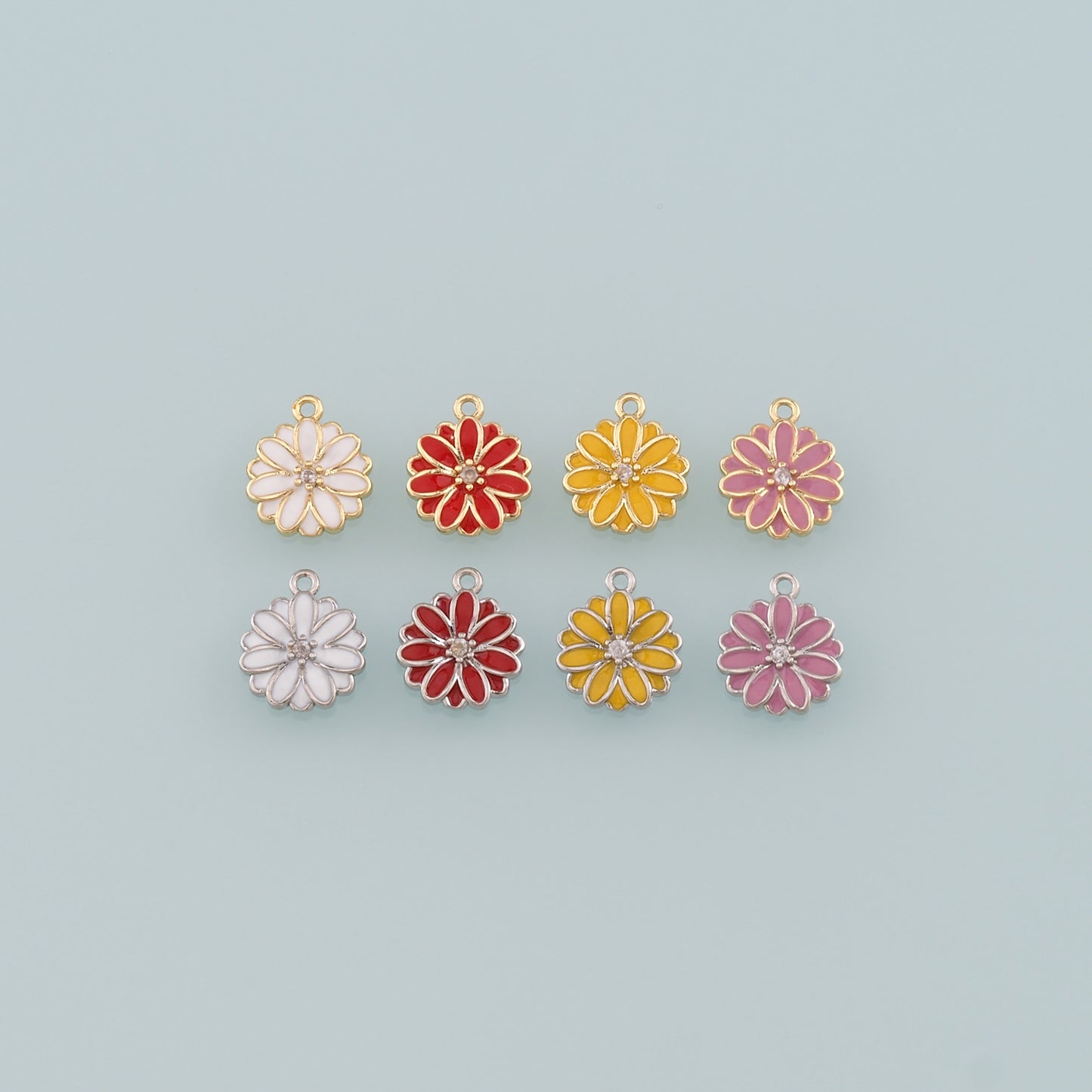 Gold Daisy Charms,18K Gold Filled Daisy Pendant,Enamel Daisy Charm Bracelet Necklace for DIY Jewelry Making Supply