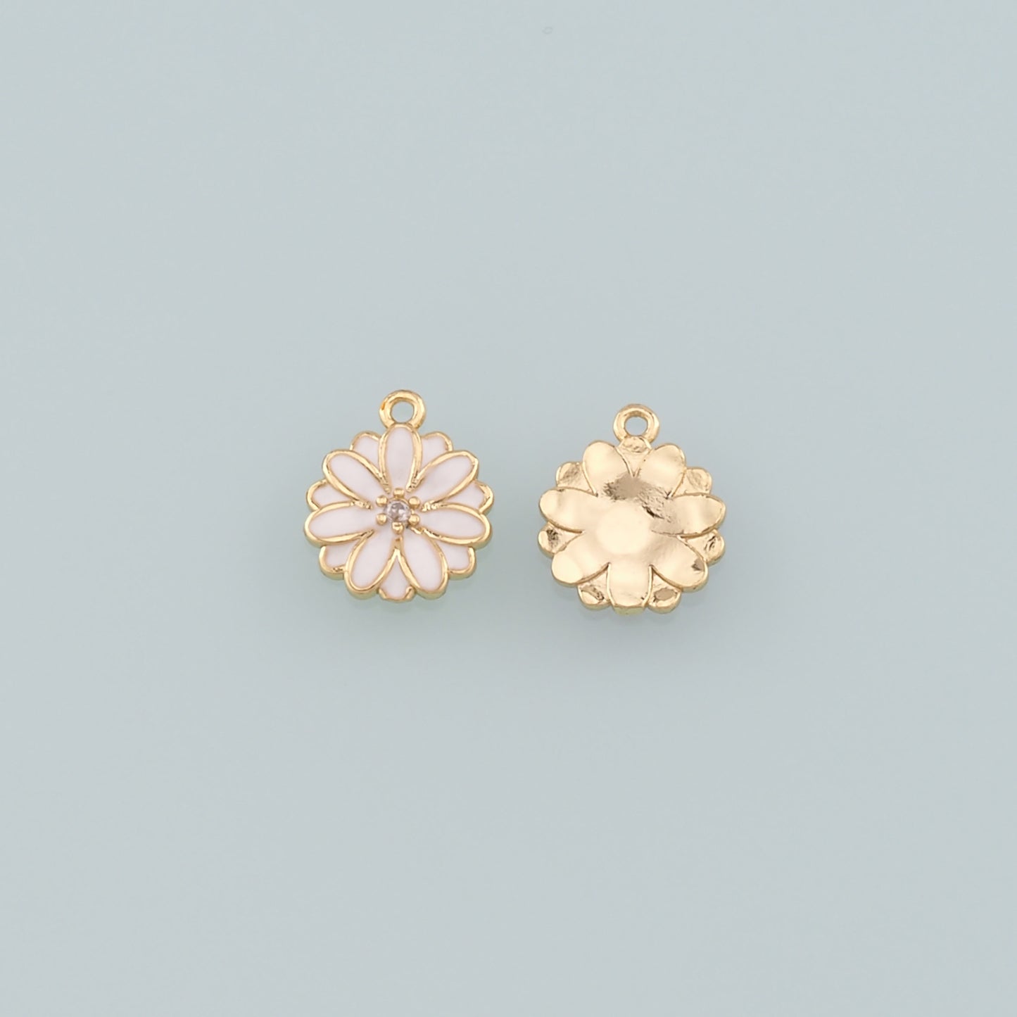 Gold Daisy Charms,18K Gold Filled Daisy Pendant,Enamel Daisy Charm Bracelet Necklace for DIY Jewelry Making Supply