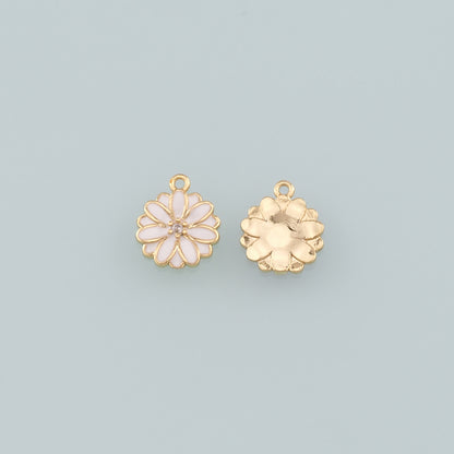 Gold Daisy Charms,18K Gold Filled Daisy Pendant,Enamel Daisy Charm Bracelet Necklace for DIY Jewelry Making Supply
