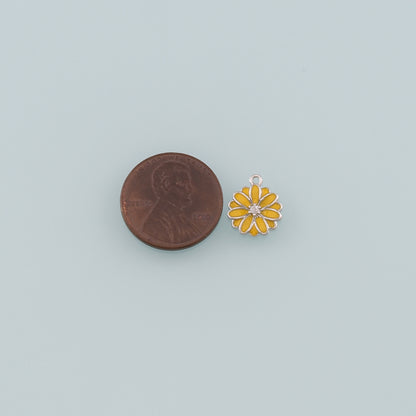 Gold Daisy Charms,18K Gold Filled Daisy Pendant,Enamel Daisy Charm Bracelet Necklace for DIY Jewelry Making Supply