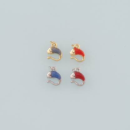 Gold Fish Charms,18K Gold Filled Fish Pendant,Enamel Ocean Charm Bracelet Necklace for DIY Jewelry Making Supply