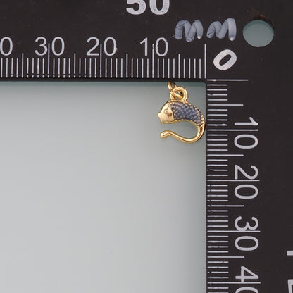 Gold Fish Charms,18K Gold Filled Fish Pendant,Enamel Ocean Charm Bracelet Necklace for DIY Jewelry Making Supply