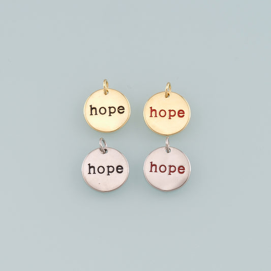 Gold letter Charms,18K Gold Filled Hope Pendant,Enamel Hope Charm Bracelet Necklace for DIY Jewelry Making Supply