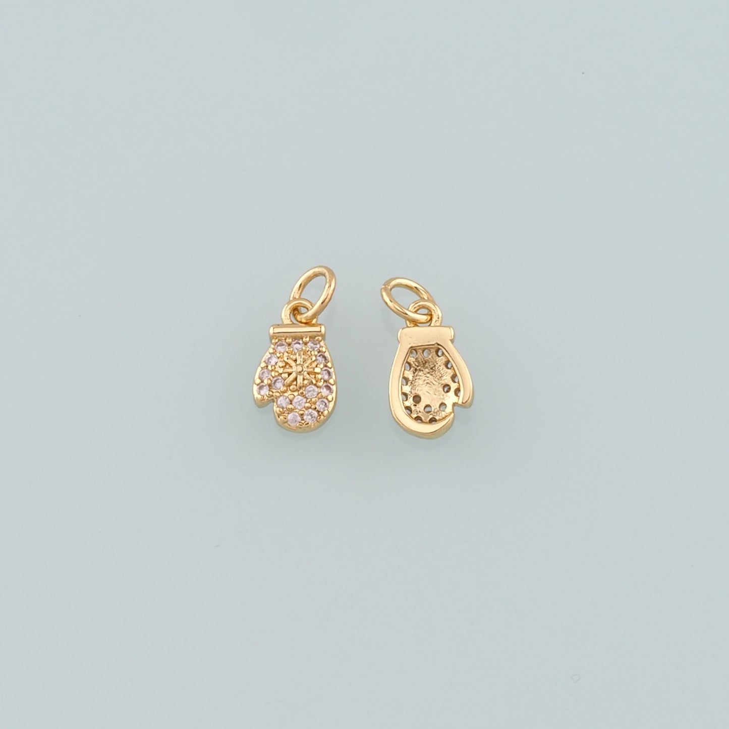 18K Gold Filled Gloves Pendant,CZ Micro Pave Gloves Charm Bracelet Necklace for DIY Jewelry Making Supply
