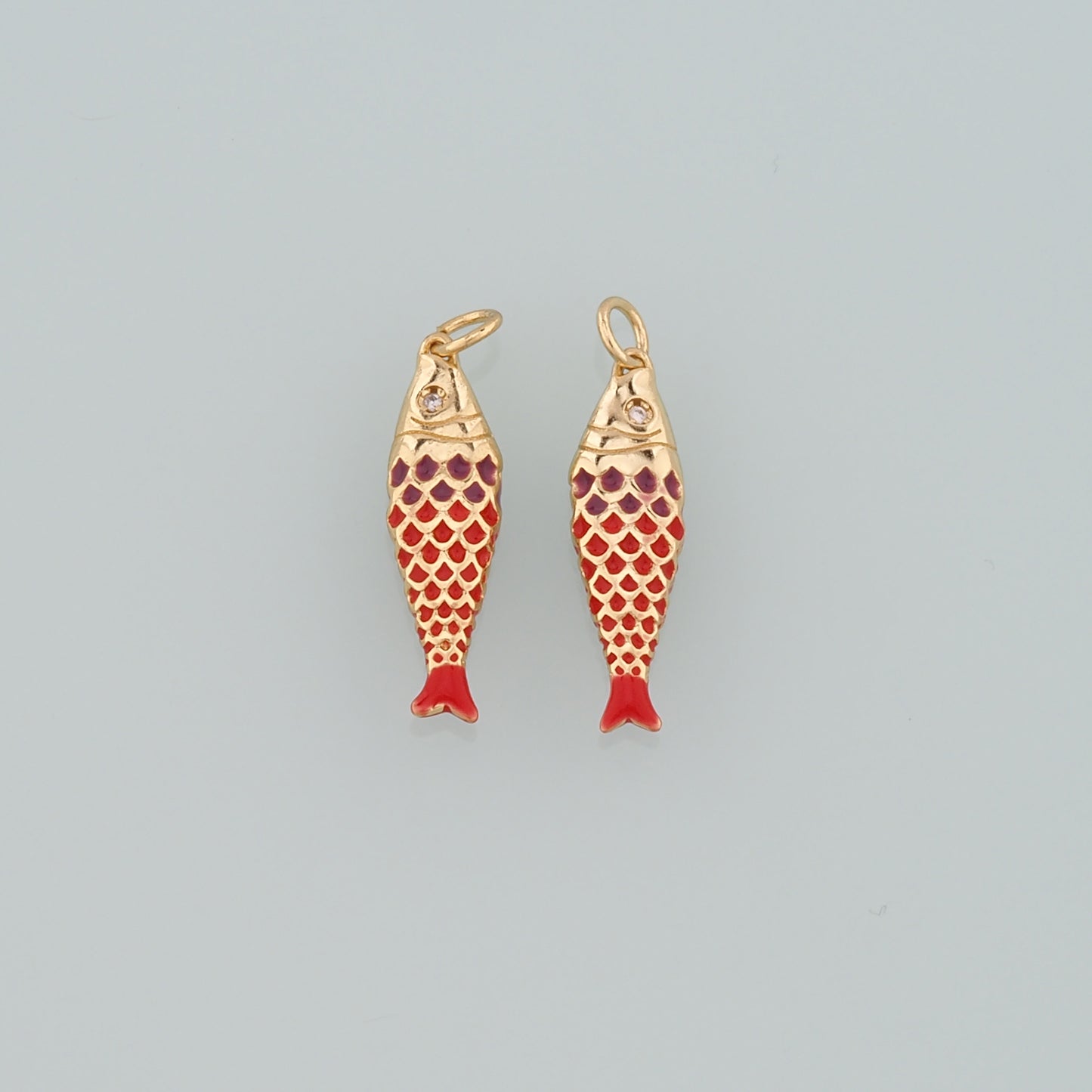 Gold Fish Charms,18K Gold Filled Fish Pendant,Enamel Ocean Charm Bracelet Necklace for DIY Jewelry Making Supply