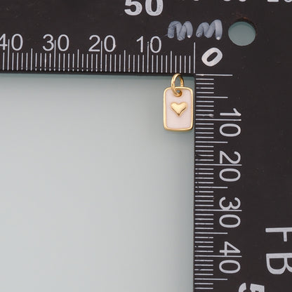 Gold Heart Charms,18K Gold Filled Heart Pendant,Enamel Rectangle Heart Charm Bracelet Necklace for DIY Jewelry Making Supply