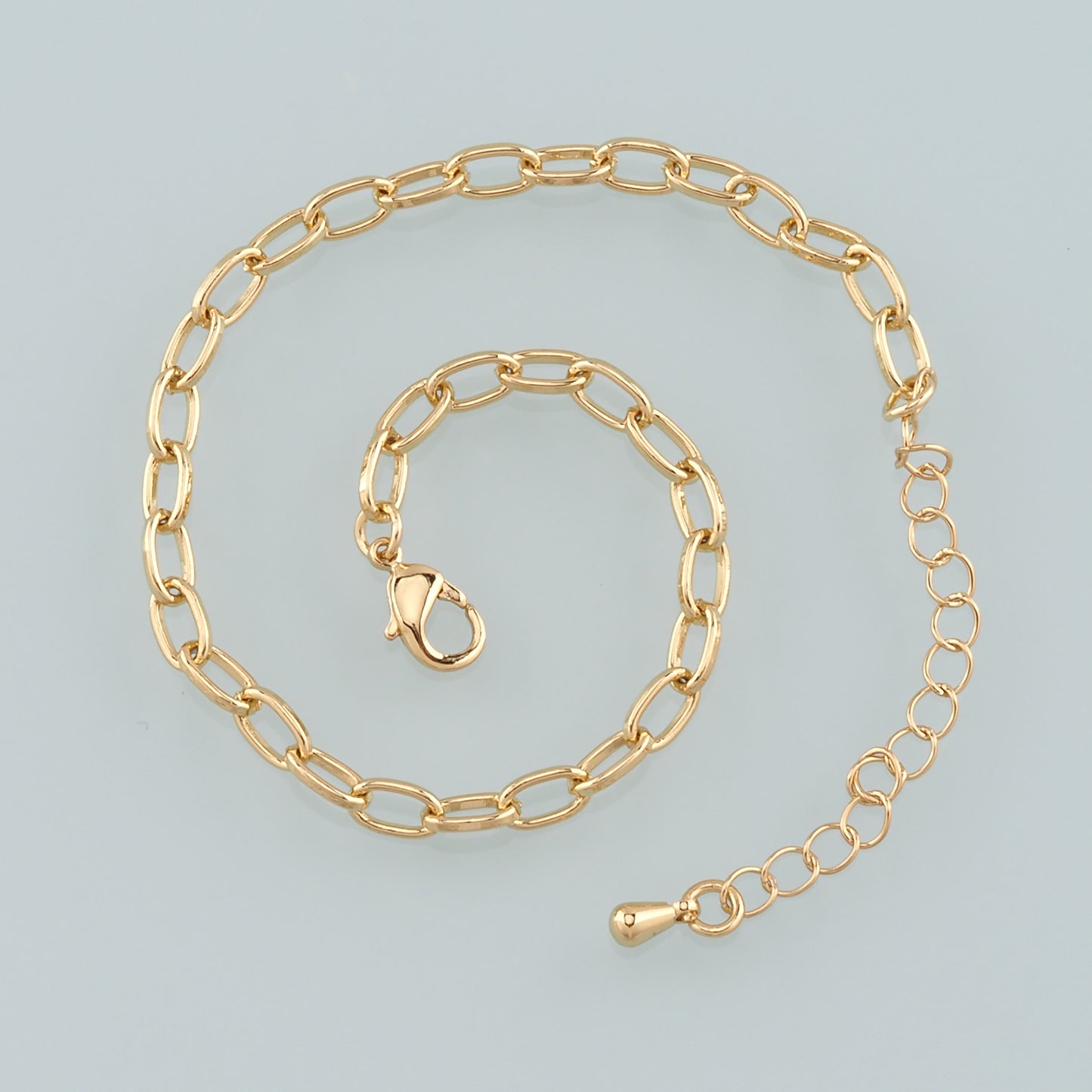 Gold Adjustable Chain,18K Gold Filled Oval Bracelet,Semi Finished Bracelets,Bracelets for Jewelry Making