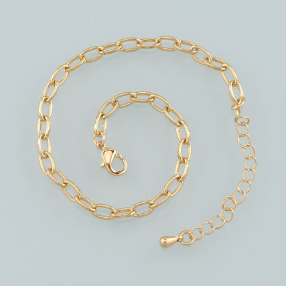 Gold Adjustable Chain,18K Gold Filled Oval Bracelet,Semi Finished Bracelets,Bracelets for Jewelry Making