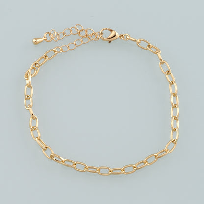 Gold Adjustable Chain,18K Gold Filled Oval Bracelet,Semi Finished Bracelets,Bracelets for Jewelry Making