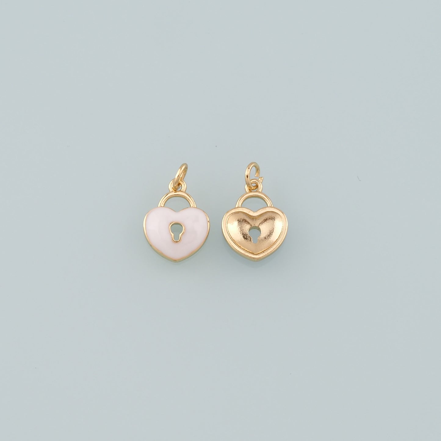 Gold Key Lock Charms,18K Gold Filled Lock Pendant,Enamel Heart Lock Charm Bracelet Necklace for DIY Jewelry Making Supply