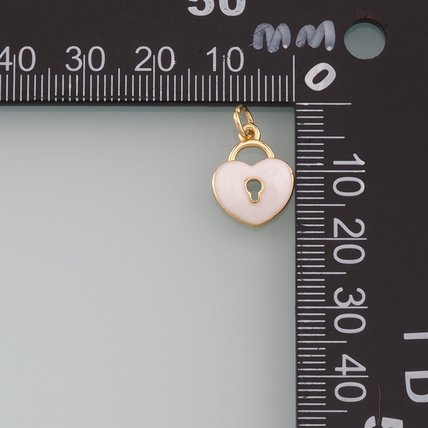 Gold Key Lock Charms,18K Gold Filled Lock Pendant,Enamel Heart Lock Charm Bracelet Necklace for DIY Jewelry Making Supply