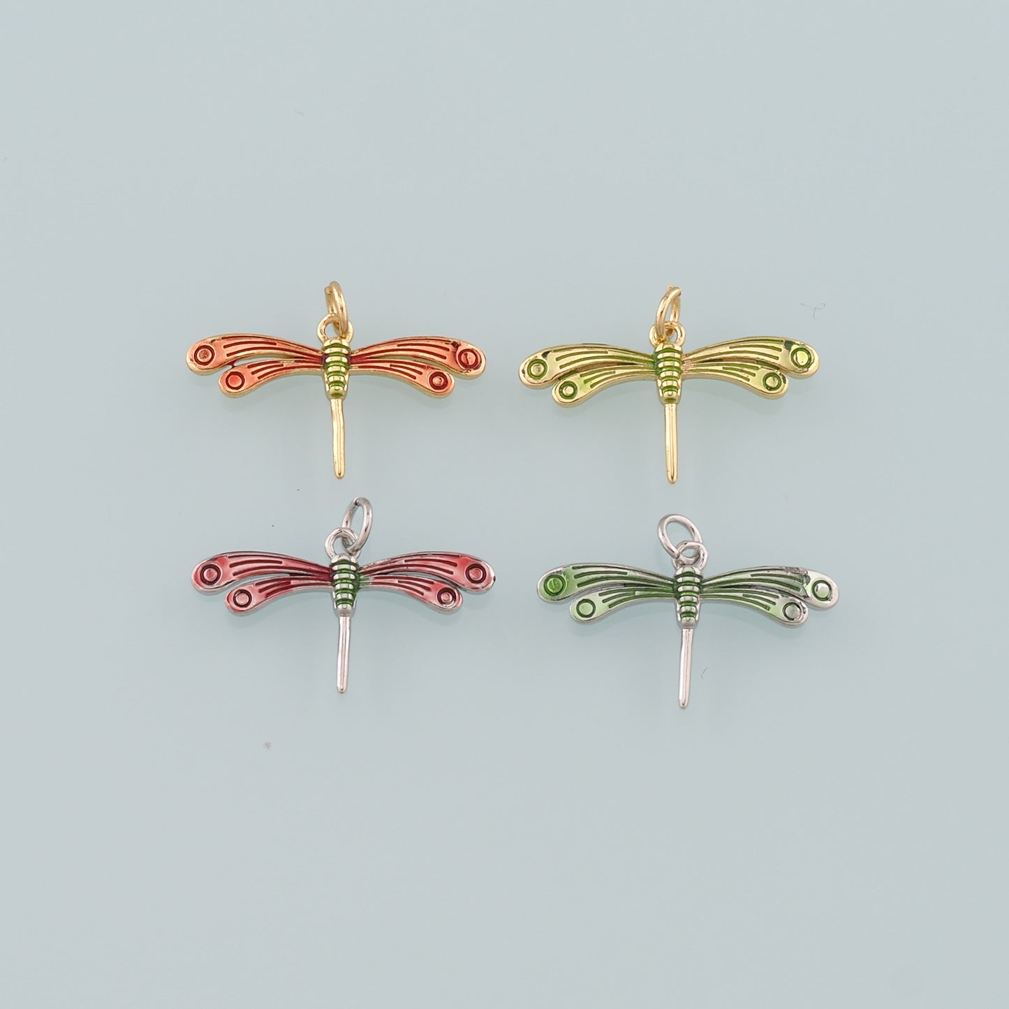 Gold Dragonfly Charms,18K Gold Filled Dragonfly Pendant,Enamel Dragonfly Charm Bracelet Necklace for DIY Jewelry Making Supply