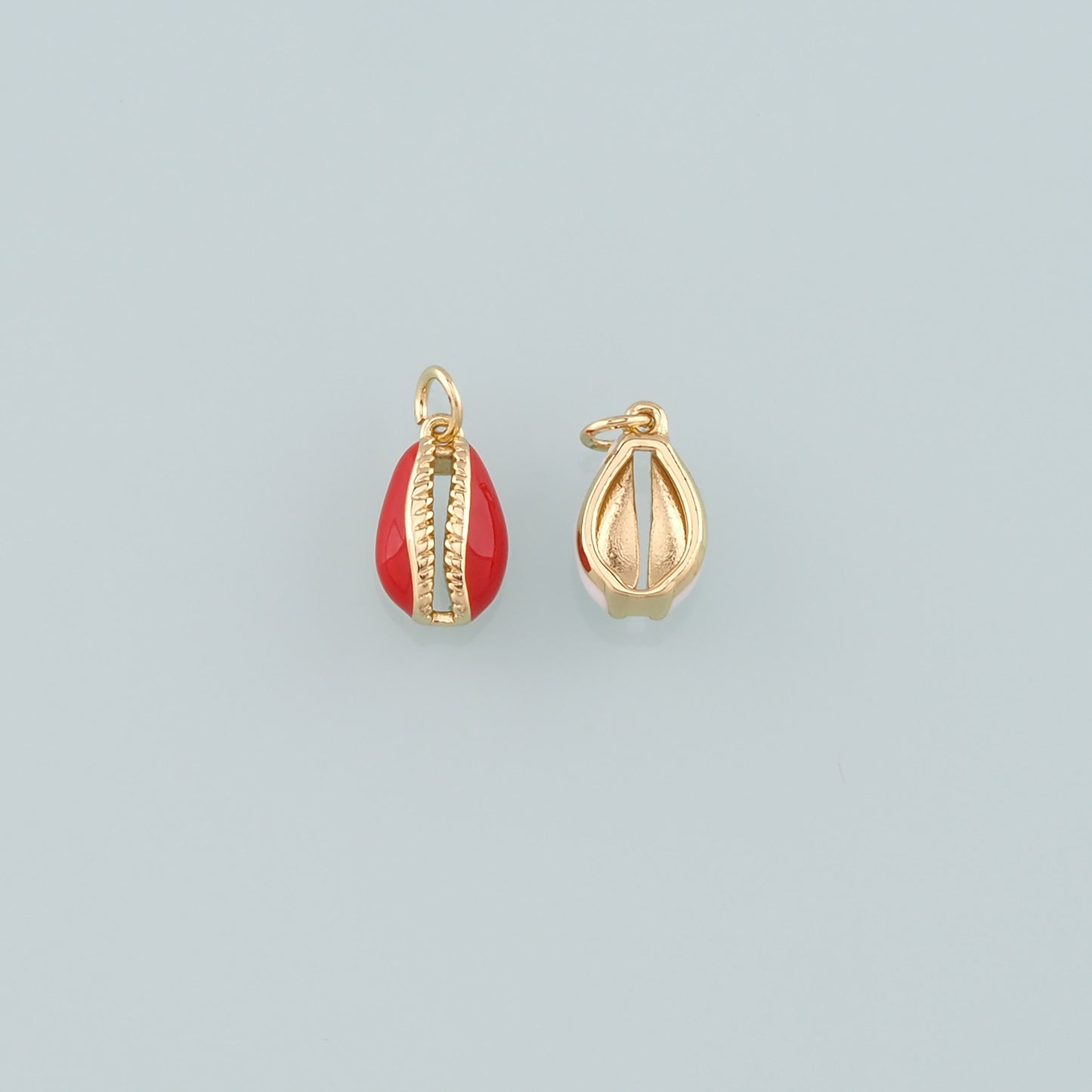 Gold Ocean Charms,18K Gold Filled Cowrie Shell Pendant,Enamel Conch Shell Charm Bracelet Necklace for DIY Jewelry Making Supply