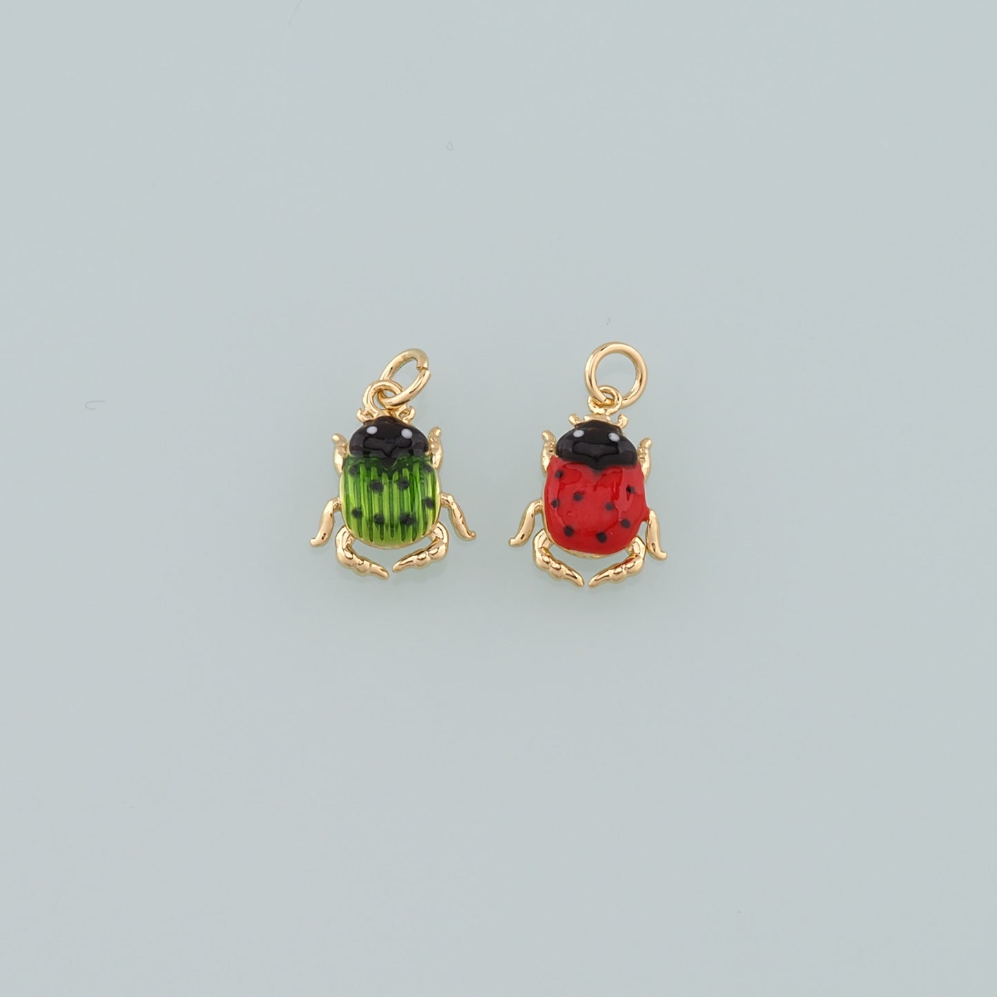 Gold Beetle Charms,18K Gold Filled Beetle Pendant,Enamel Insect Charm Bracelet Necklace for DIY Jewelry Making Supply