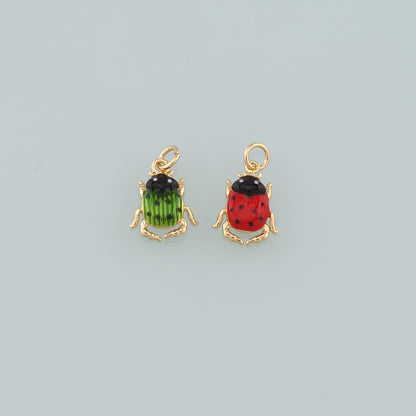 Gold Beetle Charms,18K Gold Filled Beetle Pendant,Enamel Insect Charm Bracelet Necklace for DIY Jewelry Making Supply