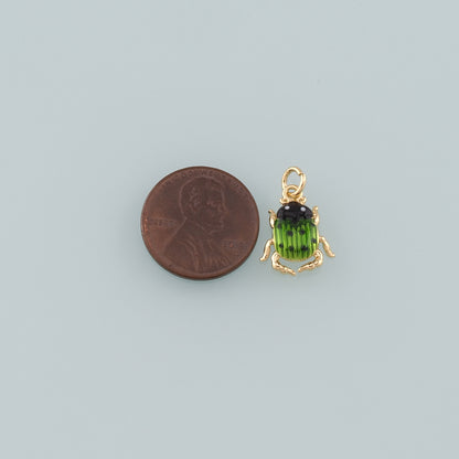 Gold Beetle Charms,18K Gold Filled Beetle Pendant,Enamel Insect Charm Bracelet Necklace for DIY Jewelry Making Supply