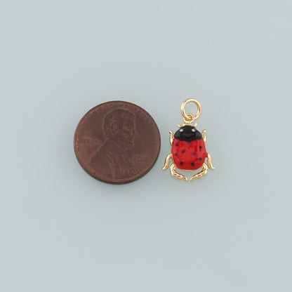 Gold Beetle Charms,18K Gold Filled Beetle Pendant,Enamel Insect Charm Bracelet Necklace for DIY Jewelry Making Supply