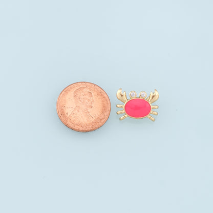 Gold Crab Charms,18K Gold Filled Enamel Crab Pendant,Ocean Charms Bracelet Necklace for DIY Jewelry Making Supply