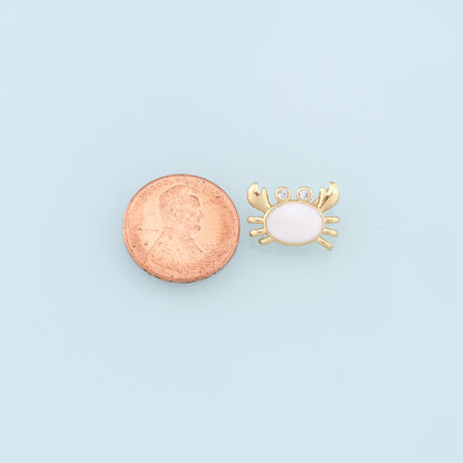 Gold Crab Charms,18K Gold Filled Enamel Crab Pendant,Ocean Charms Bracelet Necklace for DIY Jewelry Making Supply
