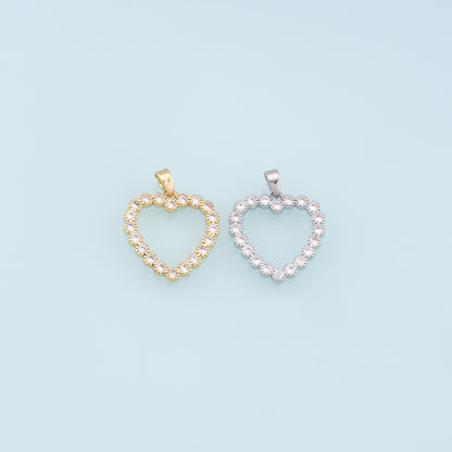 Gold Heart Charms,18K Gold Filled Heart Pendant,CZ Micro Pave Heart Charm Bracelet Necklace for DIY Jewelry Making Supply