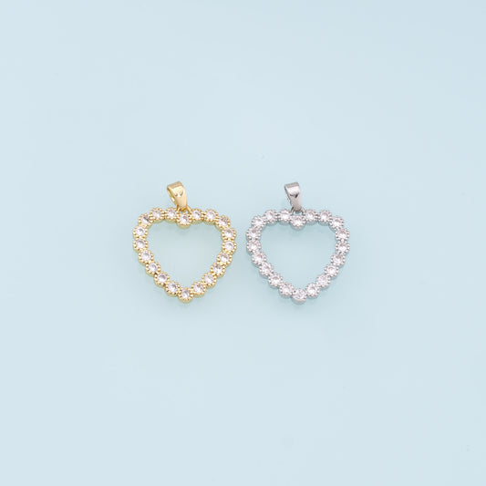 Gold Heart Charms,18K Gold Filled Heart Pendant,CZ Micro Pave Heart Charm Bracelet Necklace for DIY Jewelry Making Supply
