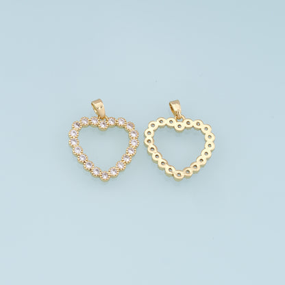 Gold Heart Charms,18K Gold Filled Heart Pendant,CZ Micro Pave Heart Charm Bracelet Necklace for DIY Jewelry Making Supply