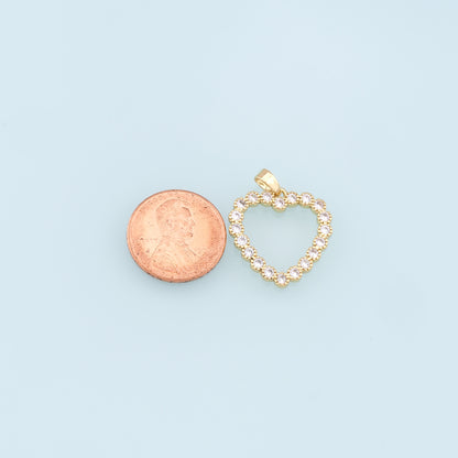 Gold Heart Charms,18K Gold Filled Heart Pendant,CZ Micro Pave Heart Charm Bracelet Necklace for DIY Jewelry Making Supply
