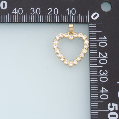 Gold Heart Charms,18K Gold Filled Heart Pendant,CZ Micro Pave Heart Charm Bracelet Necklace for DIY Jewelry Making Supply