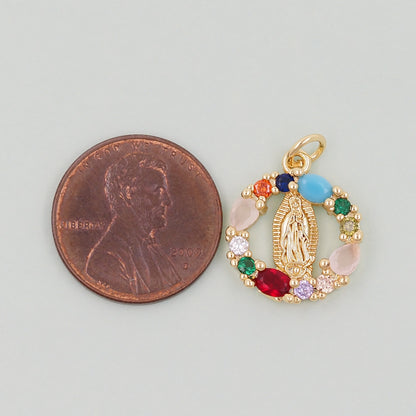 Gold virgin mary Charms,18K Gold Filled virgin mary Pendant,virgin mary Charm Bracelet Necklace for DIY Jewelry Making Supply