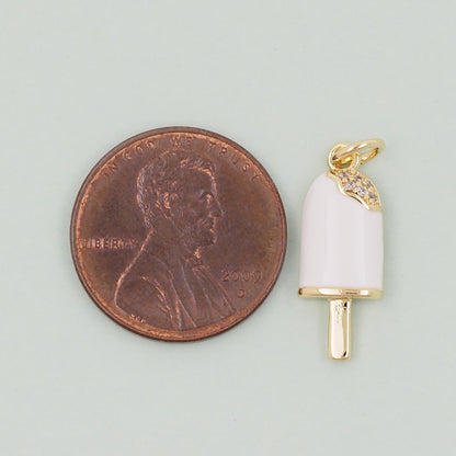 Gold ice cream Charms,18K Gold Filled ice cream Pendant,cute ice cream Charm Bracelet Necklace for DIY Jewelry Making Supply