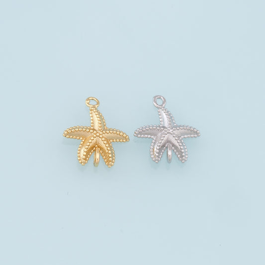 Gold Starfish Connector Charms,18K Gold Filled Sea Star Pendant,Starfish Charm Bracelet Necklace for DIY Jewelry Making Supply
