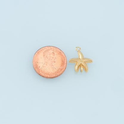 Gold Starfish Connector Charms,18K Gold Filled Sea Star Pendant,Starfish Charm Bracelet Necklace for DIY Jewelry Making Supply