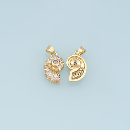 Gold Shell Charms,18K Gold Filled Conch Shell Pendant,CZ Micro Pave Conch Shell Charm Bracelet Necklace for DIY Jewelry Making Supply