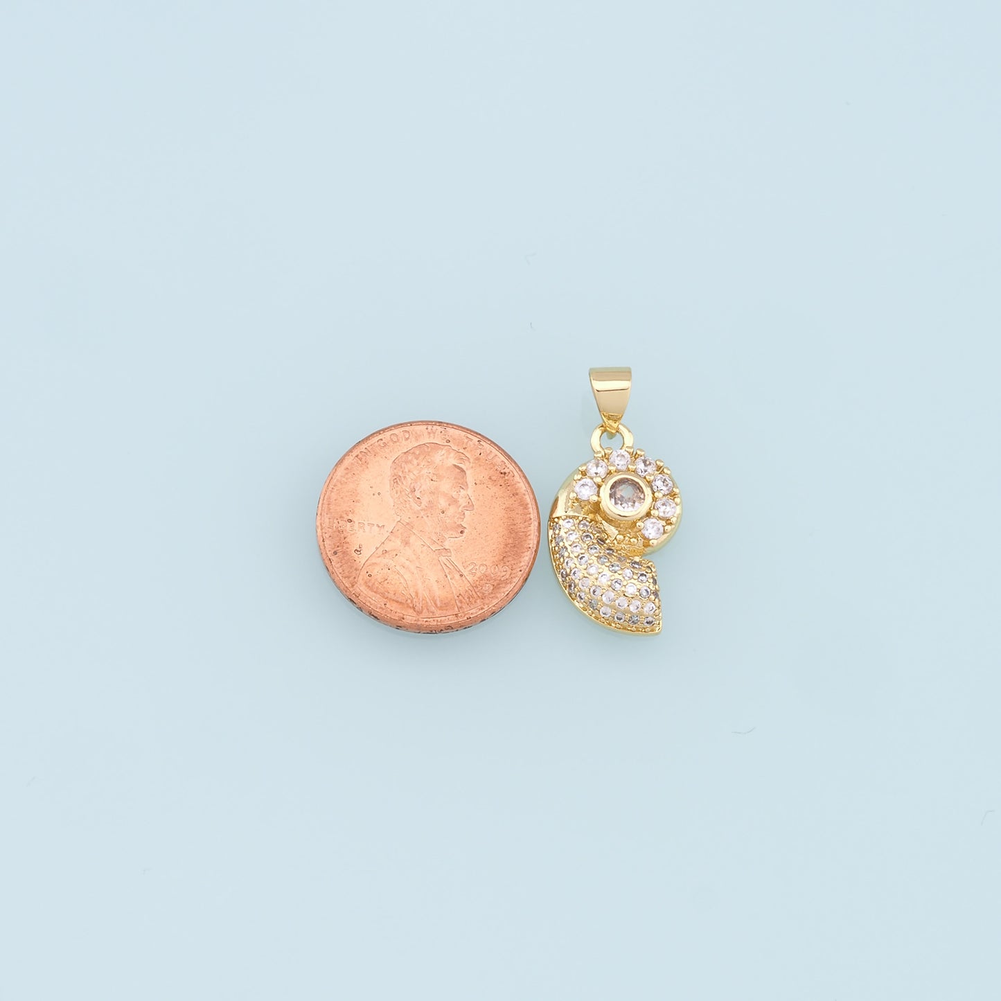 Gold Shell Charms,18K Gold Filled Conch Shell Pendant,CZ Micro Pave Conch Shell Charm Bracelet Necklace for DIY Jewelry Making Supply