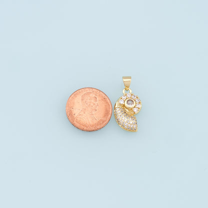 Gold Shell Charms,18K Gold Filled Conch Shell Pendant,CZ Micro Pave Conch Shell Charm Bracelet Necklace for DIY Jewelry Making Supply