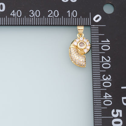 Gold Shell Charms,18K Gold Filled Conch Shell Pendant,CZ Micro Pave Conch Shell Charm Bracelet Necklace for DIY Jewelry Making Supply