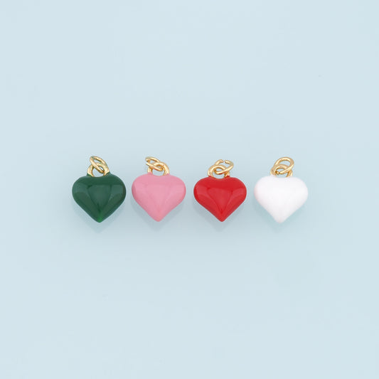 Gold Heart Charms,18K Gold Filled Enamel Heart Pendant,Heart Charm Bracelet Necklace for DIY Jewelry Making Supply