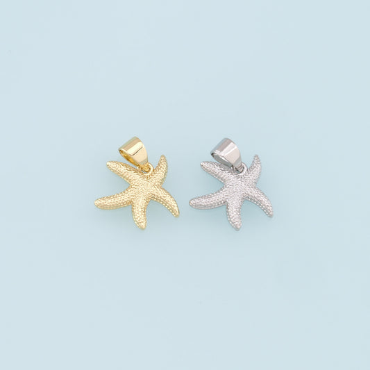 Gold Starfish Charms,18K Gold Filled Sea Star Pendant,Starfish Charm Bracelet Necklace for DIY Jewelry Making Supply
