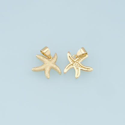 Gold Starfish Charms,18K Gold Filled Sea Star Pendant,Starfish Charm Bracelet Necklace for DIY Jewelry Making Supply